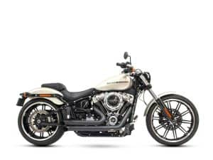 Vivid white Harley-Davidson motorcycle showcasing a sleek cruiser style with black accents, perfect for Australian motorcycle enthusiasts.
