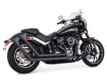 Harley Davidson motorcycle in sleek black with chrome accents, perfect for motorcycle enthusiasts.