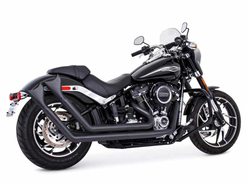 Harley Davidson motorcycle in sleek black with chrome accents, perfect for motorcycle enthusiasts.