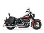 Harley-Davidson Heritage Classic motorcycle in brown with black accessories, ideal for motorcycle enthusiasts.