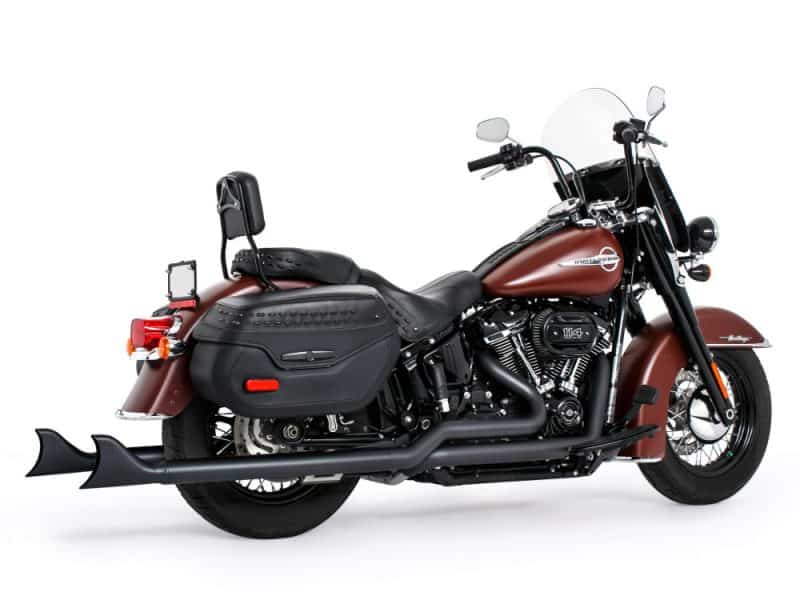 Vivid black and bronze Harley Davidson touring motorcycle with saddlebags and windshield.