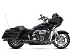 Sleek black touring motorcycle with aerodynamic fairing and spacious saddlebags for comfort and style.
