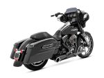 High-performance black touring motorcycle with saddlebags and custom accessories.