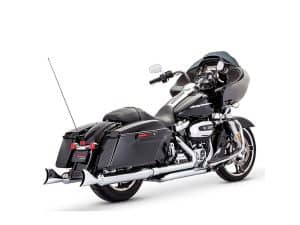 Sleek black touring motorcycle with saddlebags and aerodynamic fairing for long-distance ride comfort.