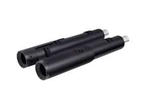 High-performance black motorcycle exhaust pipes for Revelry Motorcycles Australia.