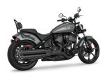 Indian Chief motorcycle with sleek black and matte grey finish, heavy-duty touring bike for adventure.