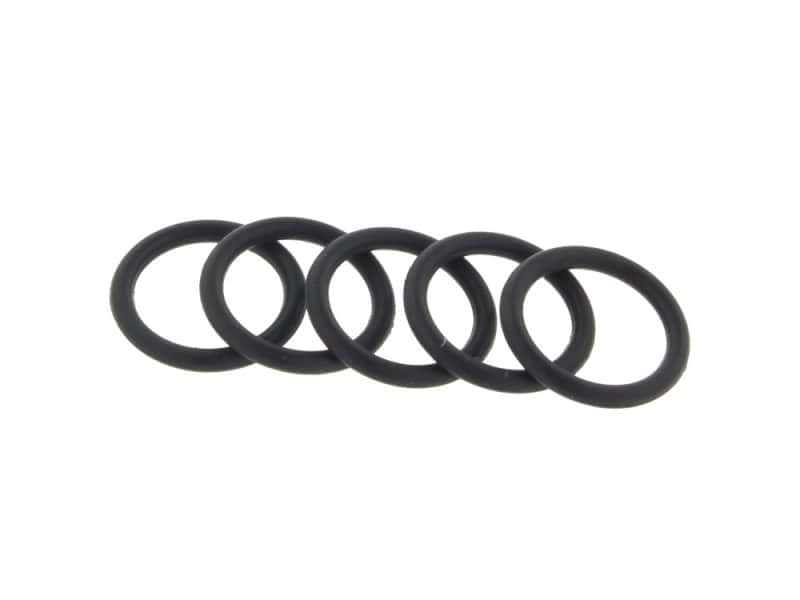 Small black rubber O-rings for motorcycle maintenance and repairs.