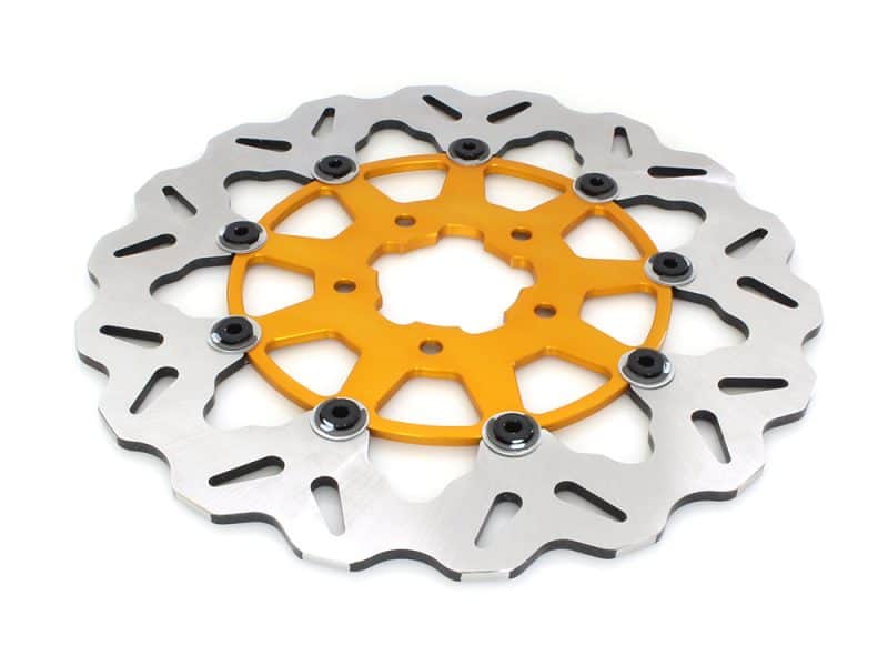 High-performance motorcycle disc brake rotor for Revelry Cycles motorcycles.