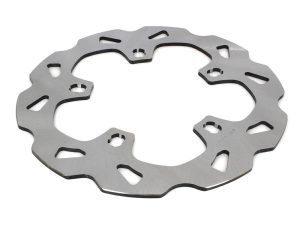 Aluminium motorcycle disc brake rotor for Revelry Motorcycles, high-performance bike parts.