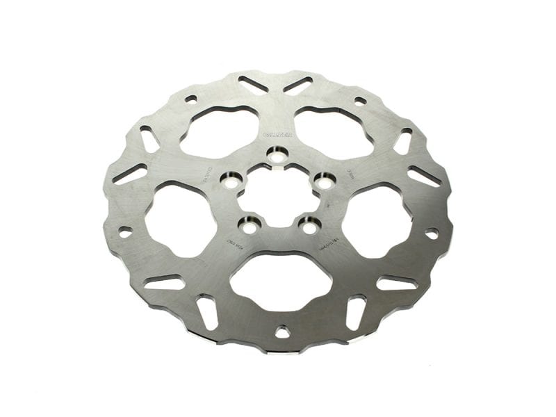 11.5in. Rear Solid Mount Wave Disc Rotor. Fits Big Twin 2000up & Sportster 2000-2010. Lightweight aluminium motorcycle brake disc for reliable stopping power.