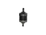 Washable Mini Inline Fuel Filter. 5/16in. Hose x 1.5in. long. Black Billet Aluminium.