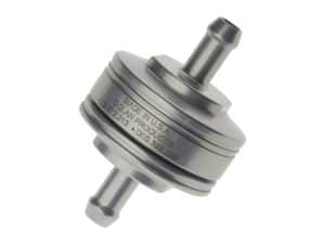 Washable Super Mini Inline Fuel Filter. 1/4in. Hose x 0.675in. long. Billet Aluminium.
