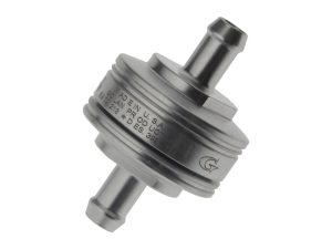 Washable Super Mini Inline Fuel Filter. 5/16in. Hose x 0.675in. long. Billet Aluminium.