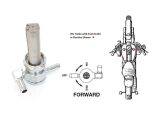 Aluminium fuel valve filter for motorcycle fuel tanks, compatible with Revelry Motorcycles.