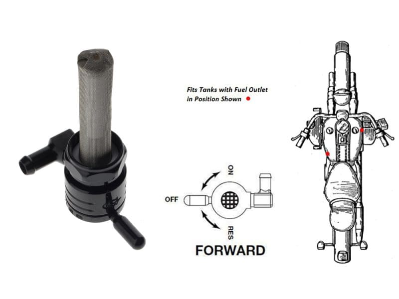 High-quality motorcycle fuel outlet filter for Revelry Motorcycles, fuel tank compatibility.