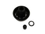 Black motorcycle shock absorber bushings and spacers for Revelry Motorcycles.