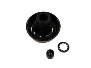 Black motorcycle shock absorber bushings and spacers for Revelry Motorcycles.