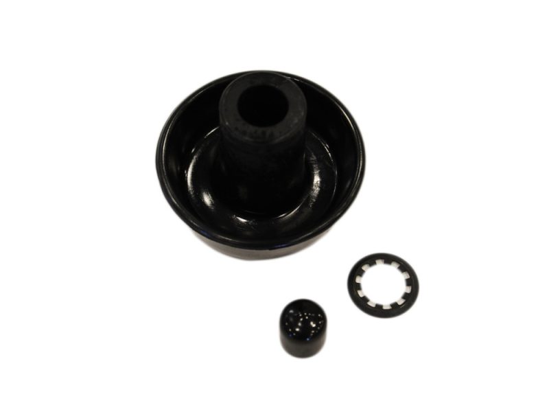 Black motorcycle shock absorber bushings and spacers for Revelry Motorcycles.