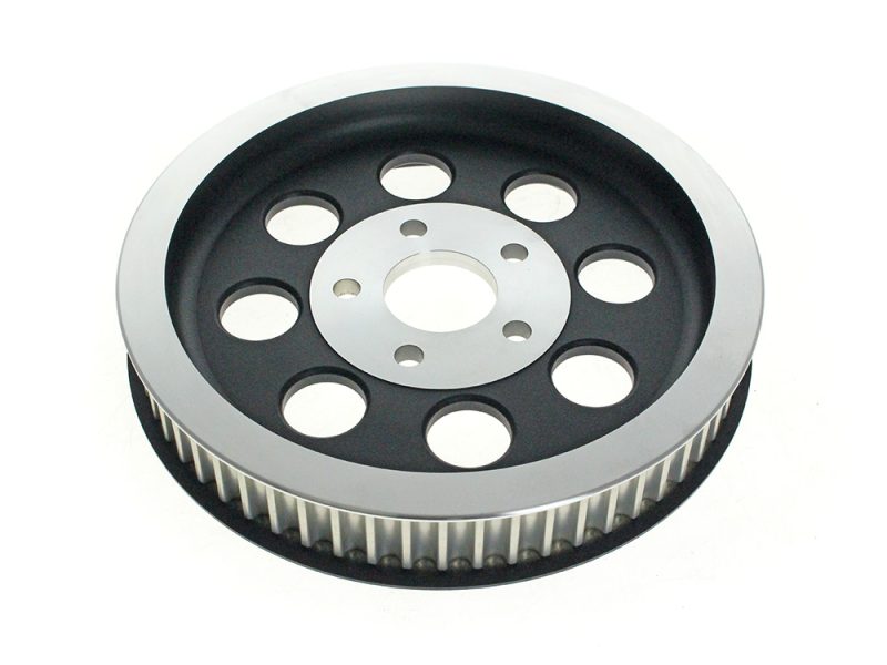 Aluminium motorcycle engine pulley for Revelry Cycles motorcycles in Australia.