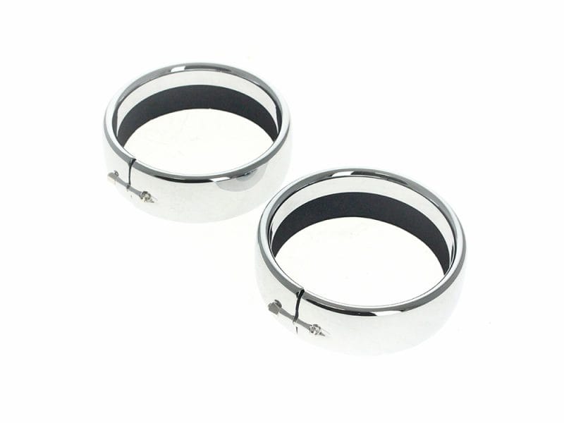 Pair of chrome motorcycle handlebar risers for Revelry Motorcycles, enhance ride comfort and style.