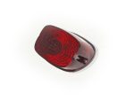 Red motorcycle tail light for Revelry Motorcycles.