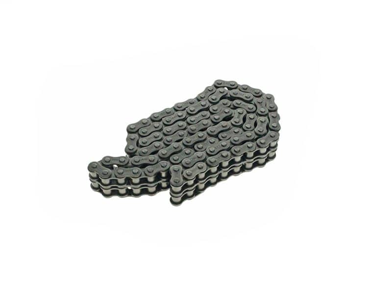 Black motorcycle chain for Revelry Motorcycles, durable and high-quality.