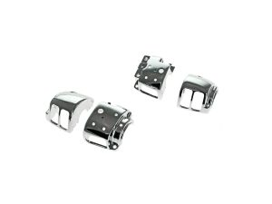 Polished motorcycle handlebar clamps for custom bike builds and motorcycle accessories.