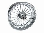 High-performance motorcycle wheel with chrome finish for Revelry Motorcycles in Australia.