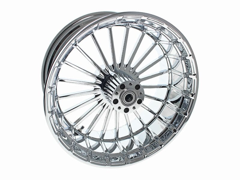 18in. x 8.5in. Ranger/Turbine Replica Wheel - Chrome. Fits Rocker 2011 and Breakout 2013-2017. High-performance motorcycle wheel with chrome finish for Revelry Motorcycles in Australia.