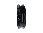 Black motorcycle wheel with alloy rim for Revelry Motorcycles.