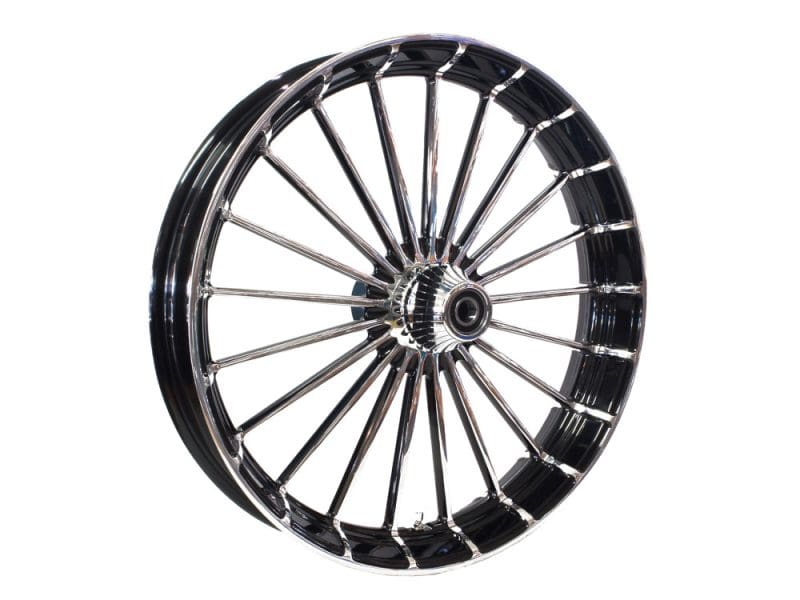 23in. x 3.75in. Ranger/Turbine Replica Wheel - Black Anodize Polished chrome motorcycle wheel for Revelry Motorcycles custom bikes Australia.