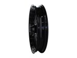 Black motorcycle wheel rim for Revelry Motorcycles, durable and high-performance.