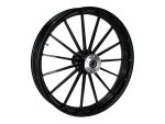 Alloy motorcycle wheel with black finish for Revelry Motorcycles.