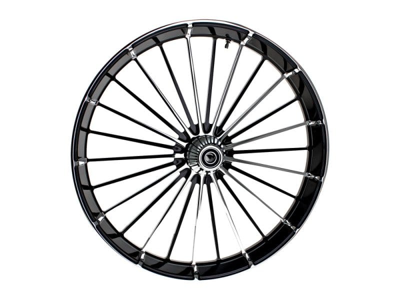 High-performance motorcycle wheel for Revelry Motorcycles in Australia.
