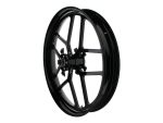High-performance black motorcycle wheel for Revelry Motorcycles and custom bikes.
