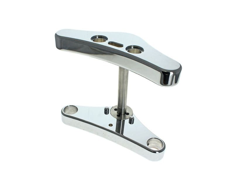 3 Degree Raked 39mm Wide Glide Conversion Triple Tree Kit - Chrome. Fits Sportster 1988-2003 Forged chrome motorcycle triple tree clamp for custom bike builds and repairs.