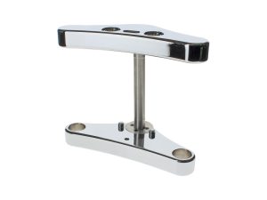 Polished motorcycle foot peg with aluminium base for Revelry Motorcycles.