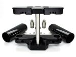 High-performance motorcycle triple tree and fork clamps for custom Revelry Motorcycles builds.