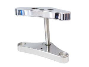 Shiny chrome motorcycle handlebar riser for Revelry Motorcycles Australia.