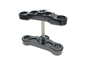 Aluminium motorcycle steering stem bearing stabiliser for enhanced bike control.