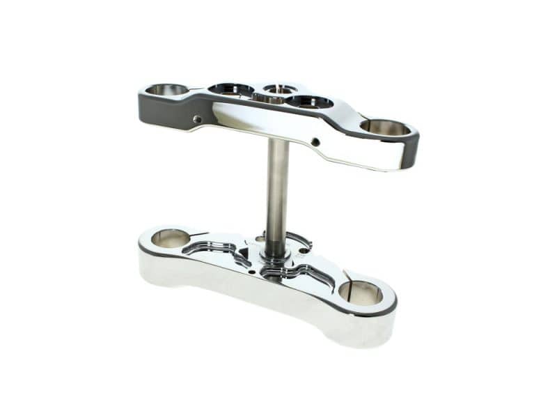 4 Degree Raked Triple Tree Kit - Chrome. Fits Breakout 2018-2022 with 21in. or 23in. Wheel Upgrade. High-quality motorcycle triple tree fork clamp for Revelry Motorcycles and custom bike builds.