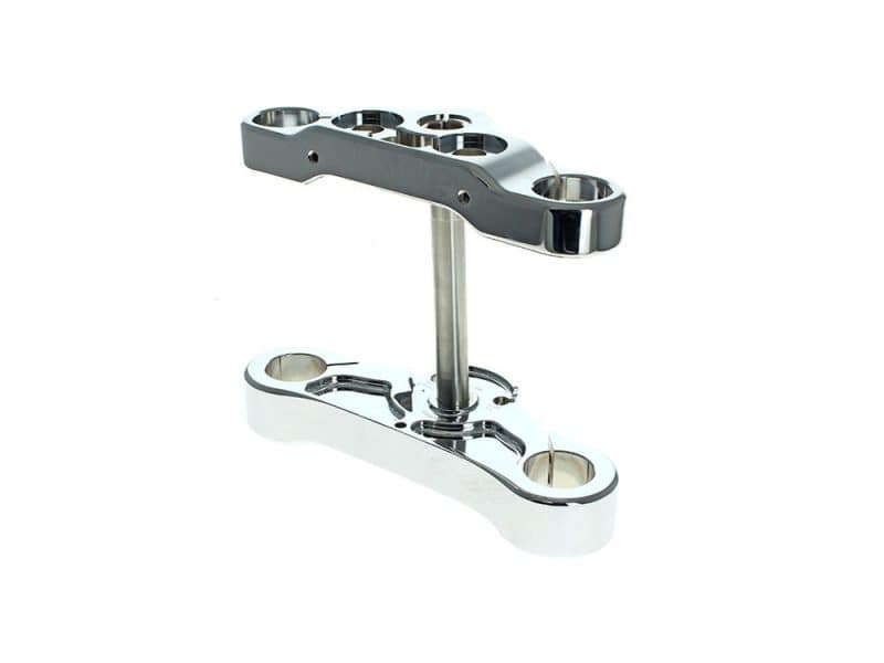 4 Degree Raked Triple Tree Kit - Chrome. Fits Breakout 2018up with 21in. or 23in. Wheel Upgrade. Polished motorcycle triple tree fork stem for custom bikes and performance upgrades.
