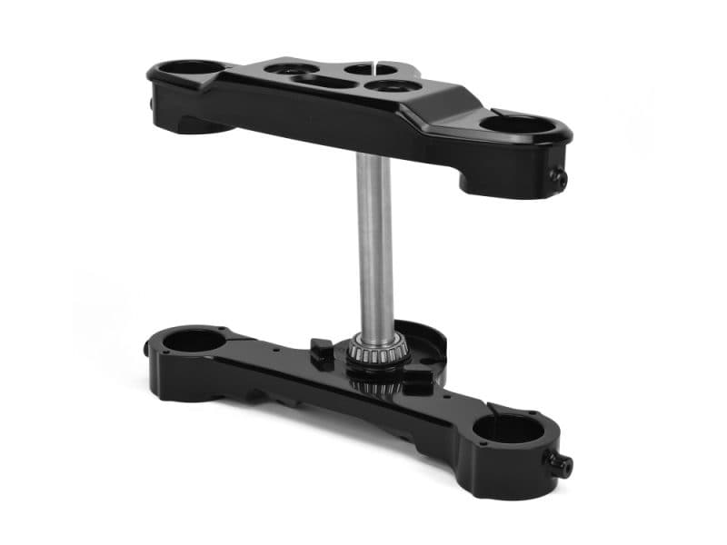 4 Degree Raked Triple Tree Kit - Black. Fits Fat Boy 2018up with 21in. or 23in. Wheel Upgrade. High-quality motorcycle handlebar riser for Revelry Motorcycles.