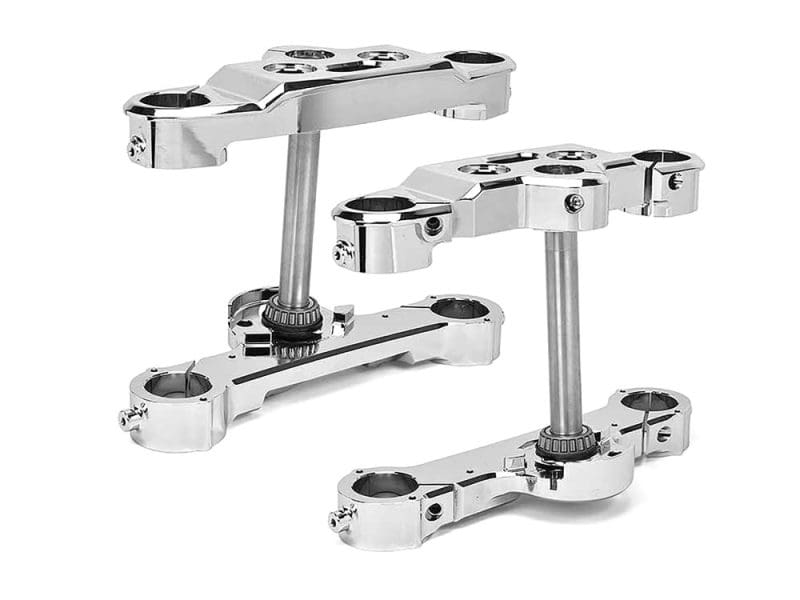 High-performance motorcycle triple tree forks for optimal handling and stability.