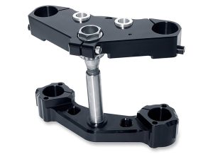 Aluminium motorcycle triple clamp for Revelry Motorcycles custom builds.