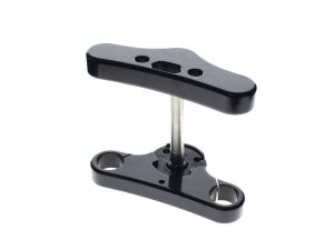 Black motorcycle handlebar riser for Revelry Motorcycles, high-quality motorbike parts and accessories.