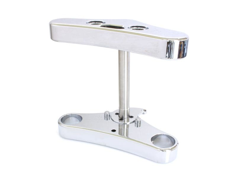 3 Degree Raked Mid Glide Triple Tree Kit - Chrome. Fits Dyna 2006-2017 Sleek chrome motorcycle handlebar mount for Revelry Motorcycles, durable and stylish.