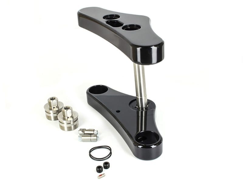Aluminium motorcycle triple clamp for custom bike builds and upgrades.