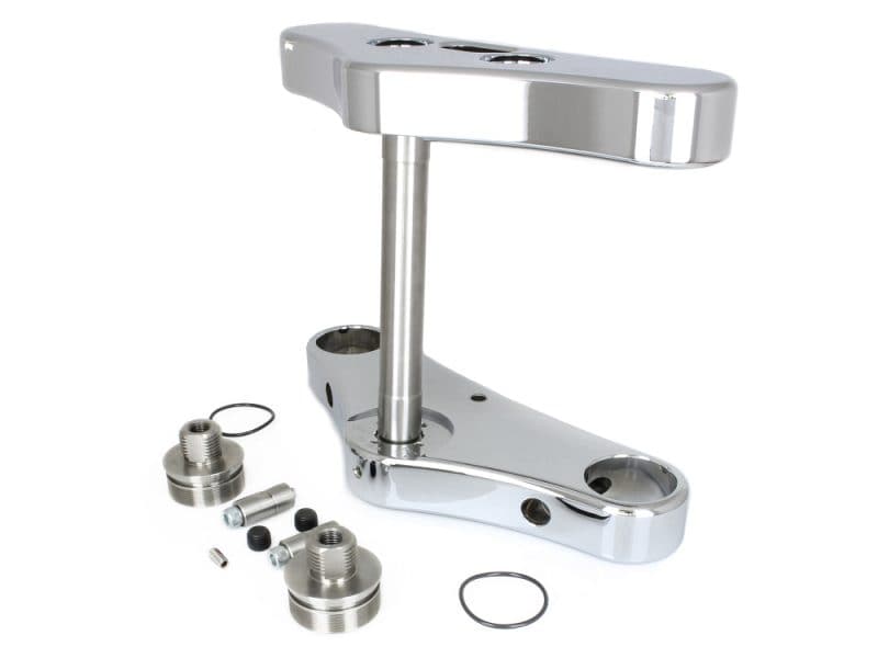 3 Degree Raked Wide Glide Triple Tree Kit - Chrome. Fits Breakout 2013-2017. Aluminium motorcycle steering stem with bolt and seal, for custom bike builds.