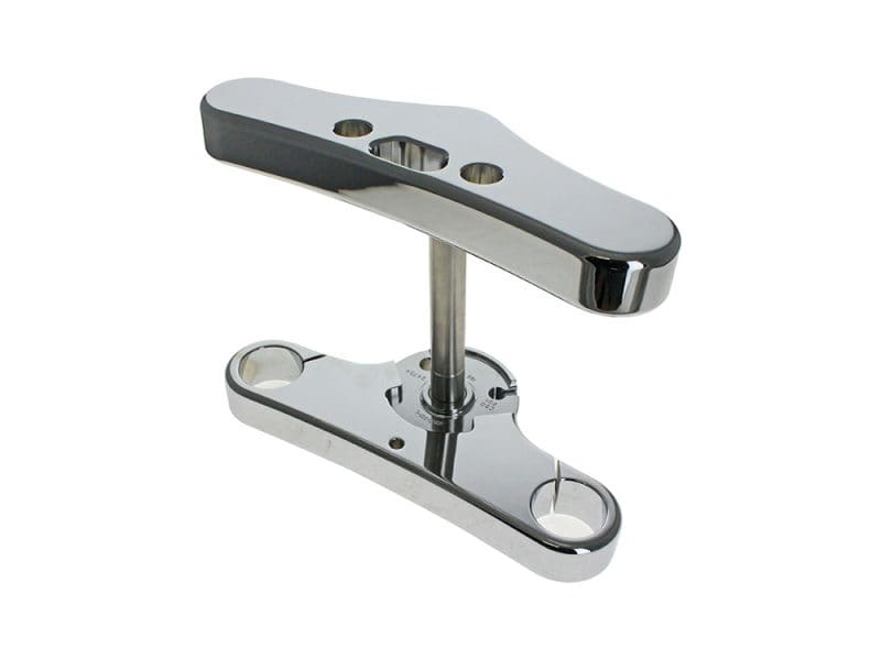 Chrome motorcycle handlebar riser mount for Revelry Motorcycles Sydney AU.